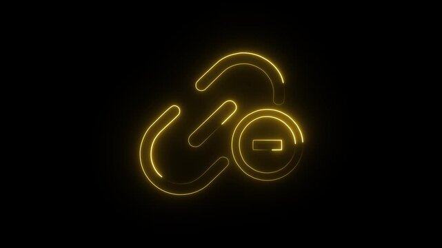 Hyperlink unlinked icon animation neon glowing light effect app .4k HD motion video icon 