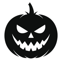 Fototapeta premium Black Silhouette of a Spooky Halloween Jack O Lantern Pumpkin scary