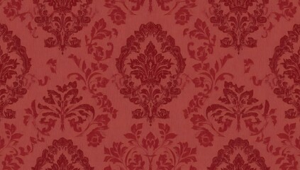 Red vintage wallpaper ornamental damask floral retro background seamless decorative pattern classic textured design illustration