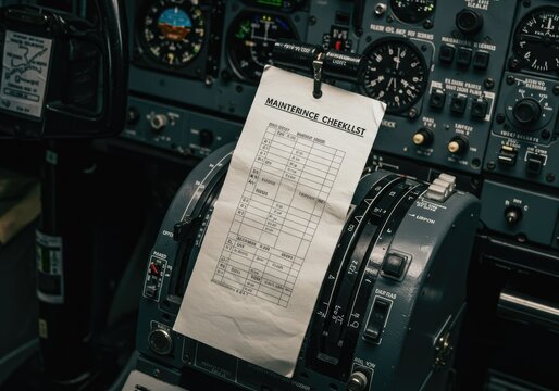 Aircraft cockpit with maintenance checklist