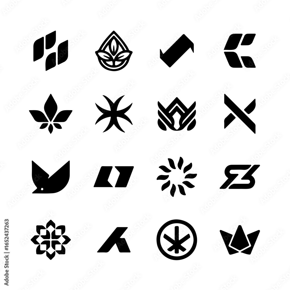 Poster collection of modern abstract logos and icons for branding and design projects