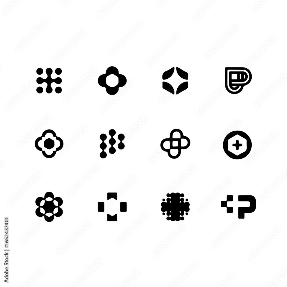 Poster modern abstract geometric icons for digital design and branding projects seeking unique visual eleme