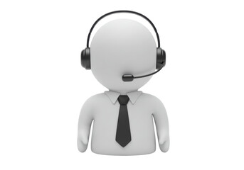 Isolated 3D Character of a Customer Service Representative with Headset