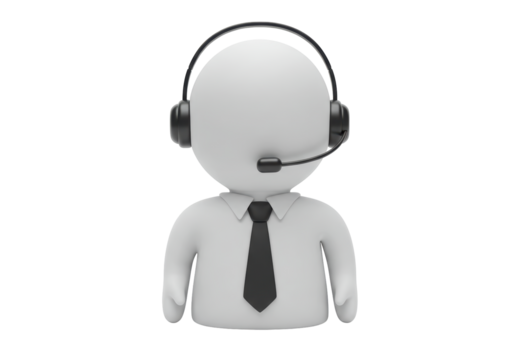 Isolated 3D Character of a Customer Service Representative with Headset