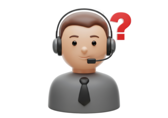 Isolated 3D Friendly Customer Support Agent Ready to Answer Questions