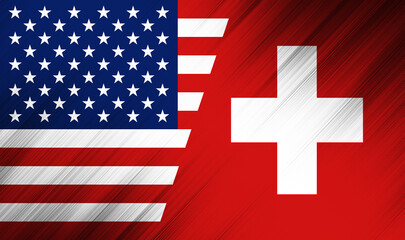 United States and Switzerland, flags intertwined