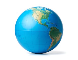 Illuminated globe featuring the western hemisphere against a white background
