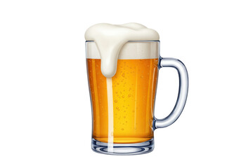 Isolated Realistic Glass Mug of Foaming Beer, Representing Drinks and Celebration