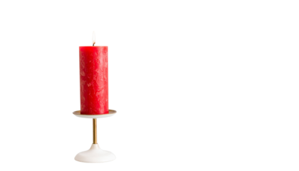 red candle candlestick isolated on solid white background Png