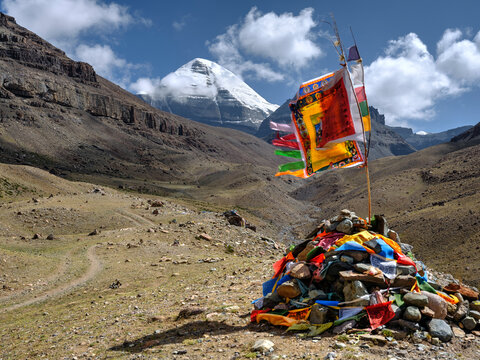 mount kailash under blue sky