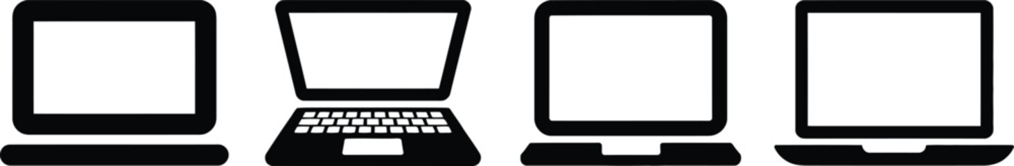 Flat Electronic Devices Icons Set Tablet, Laptop, Desktop, Notebook on White