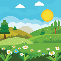 Obraz premium summer landscape with meadow