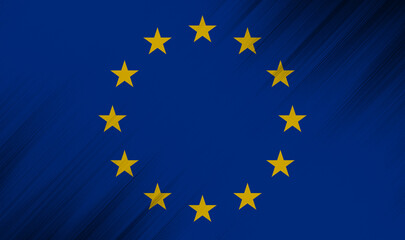 European Union flag waving in the breeze at a political gathering