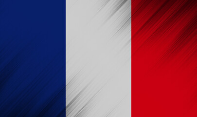 Expressive waves of the French flag blending in vibrant colors