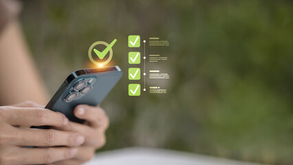 Mobile checklist and task management digital technology concept