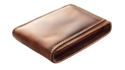 Discover refined style with this classic brown leather wallet, exuding timeless elegance and durability for everyday sophistication isolated on white background