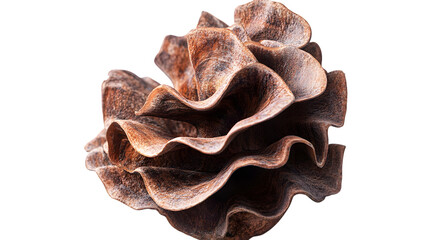 Obraz premium Intricate organic texture, a natural wonder of layered earthy brown segments, close-up detail isolated on white background