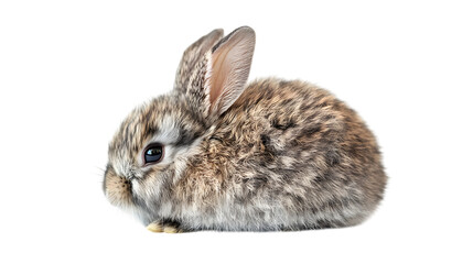 Fototapeta premium Adorable fluffy bunny with soft fur and alert ears, perfect for spring and Easter themes isolated on white background