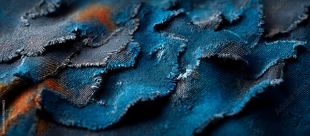 Poster this abstract image showcases vibrant blue textures with intricate patterns, evoking feelings of dep