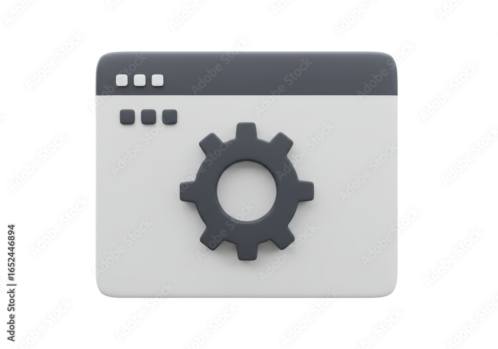 Poster isolated 3d render: web browser settings icon with gear symbol