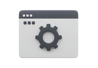 Isolated 3D Render: Web Browser Settings Icon with Gear Symbol