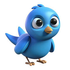3d adorable blue bird character