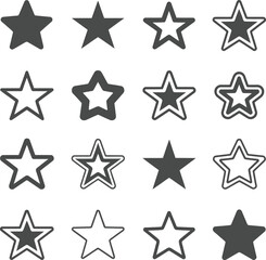 Obraz premium Variety of Star Shapes, Set of Star Icons, Starry Elements, Icons on White