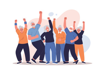 Fototapeta premium Celebrating the spirit of older adults demonstrating joyful unity and active lifestyles together