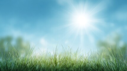 Springtime meadow under a bright sky