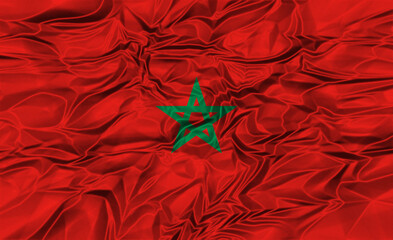 Vibrant Moroccan flag draped in rich red tones and green star