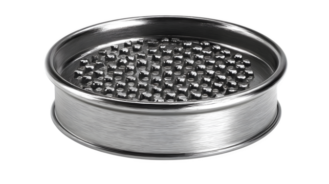 Shiny metal grater detail with textured surface and metallic sheen