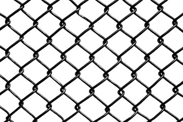 Fototapeta premium A detailed view of a modern chain-link fence showcasing its intricate mesh design. Ideal for construction, security, and industrial themes.