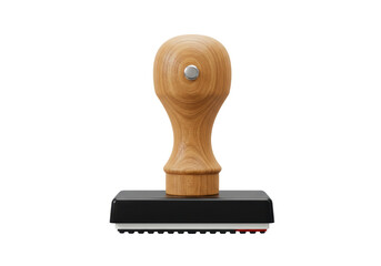 Isolated Wooden Handle Rubber Stamp with Black Inkpad