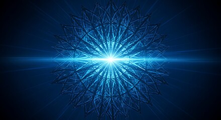 Abstract blue futuristic starburst with geometric patterns