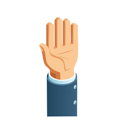 Obraz premium Waving hand Isometric vector illustration with clean 3D perspective.