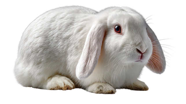 Cottontail Purity: A close-up shot of a fluffy white rabbit with distinctive long ears and endearing gaze, isolated and perfectly captured in stunning detail.