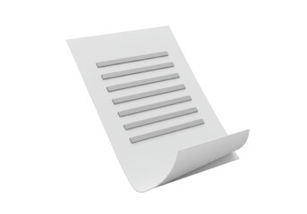 Isolated Blank Document Scroll with Text Lines for Contract or Form