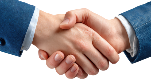 Handshake Agreement: The image shows a close-up of a handshake, a powerful symbol of agreement and collaboration, in a clean and focused composition.