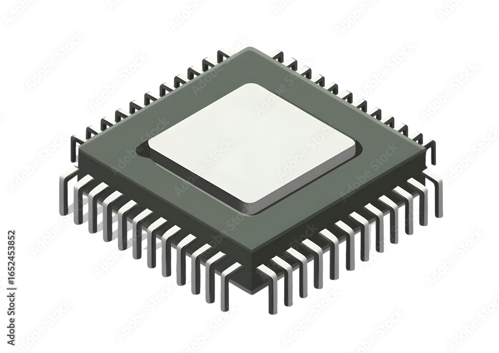 Poster a detailed illustration of a microchip, showcasing its intricate design and components. ideal for te