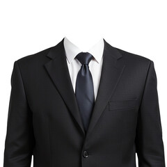 Mens black suit formal id photo Isolated on transparent background PNG Generative AI