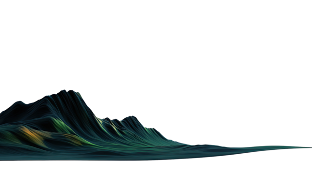 Abstract Terrain: A stylized rendering of a mountain range, showcasing unique textures and vibrant colors, against a clean backdrop, symbolizing nature's grandeur and artistic interpretation.