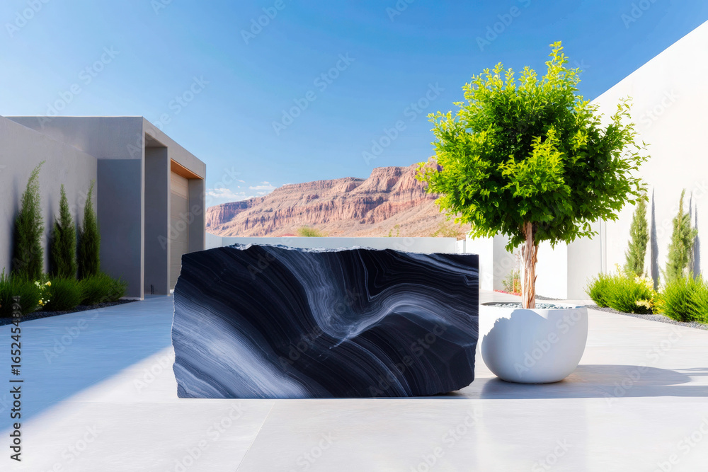 Poster smooth grey soapstone slab with natural swirl pattern minimalist geological texture