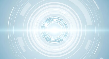 Abstract glowing circular interface with bright light in the center, representing futuristic technology and data