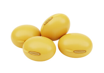 Isolated 3D Render of Soybeans on White Background