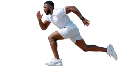 Dynamic Sprint: Capturing the essence of motion and determination, this image portrays an athlete mid-stride, showcasing power, speed, and focus in an action shot of dedication.