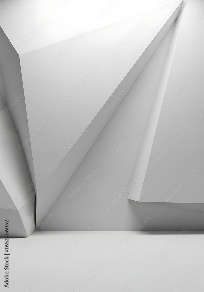 Aufkleber abstract geometric white structure with sharp angles and planes, creating a minimalist and modern ar