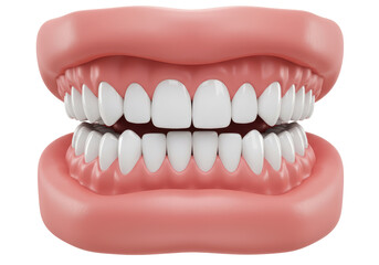 Isolated 3D Render of a Healthy Human Jaw with White Teeth and Gums