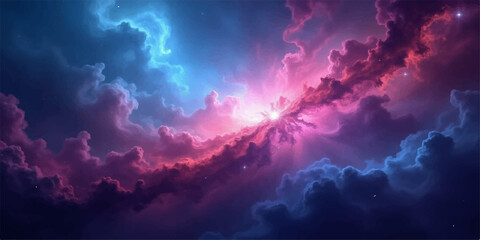 A stunning cosmic view of a vibrant blue planet nestled amongst dramatic clouds and sunlight in the summer sky © Graph Rover