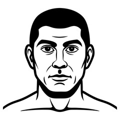 Black and white illustration of a mans face with a mole on his upper lip