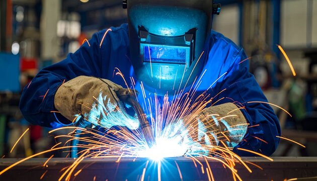 worker welding steel